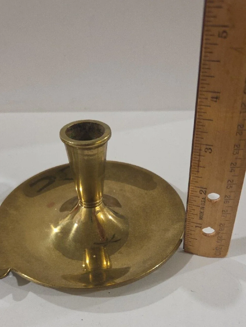Solid Brass Bedside Chamberstick Candle Holders - Pair